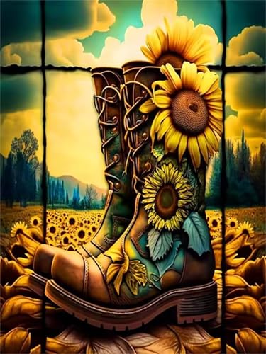 Puzzle 30 Teile für Erwachsene, EIN Herausforderndes Rätsel, Kreative Unterhaltung Puzzles Wunderschönes Dekoration Puzzle Geschenke, Thema:Sonnenblumen Stiefel von Tainrun