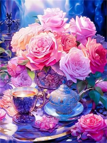 Puzzle 30 Teile für Erwachsene, EIN Herausforderndes Rätsel, Kreative Unterhaltung Puzzles Wunderschönes Dekoration Puzzle Geschenke, Thema:Tee Tisch Blumen von Tainrun