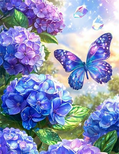 Puzzle 30 Teile für Erwachsene, Hortensien-Schmetterlingslandschaft 25x20cm Puzzle Erwachsene 30 Teile Lernspiel Herausforderung Spielzeug, Geschicklichkeitsspiel für die ganze Familie von Tainrun