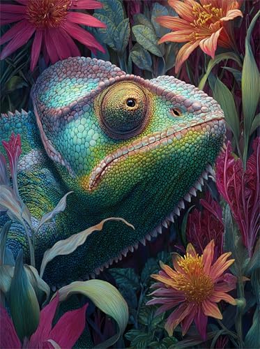 Puzzle 30 Teile für Erwachsene, Pflanze Blume Chamäleon 25x20cm Puzzle Erwachsene 30 Teile Lernspiel Herausforderung Spielzeug, Geschicklichkeitsspiel für die ganze Familie von Tainrun