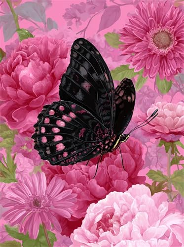 Puzzle 30 Teile für Erwachsene, Schwarze Schmetterlingspfingstrose 25x20cm Puzzle Erwachsene 30 Teile Lernspiel Herausforderung Spielzeug, Geschicklichkeitsspiel für die ganze Familie von Tainrun