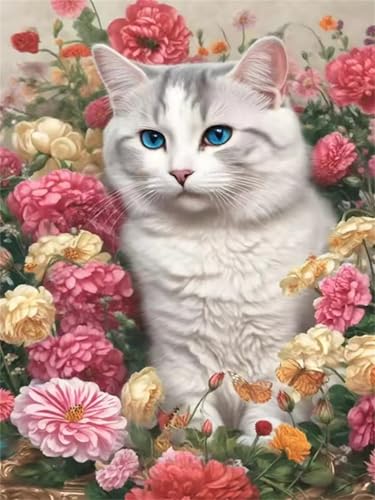 Puzzle 300 Teile Erwachsene,Puzzle für Erwachsene und Kinder 300 Teile,Gehirn-Herausforderung,Puzzles Pädagogisches Spiel,Puzzles mit Rosa Blume Katze-Motiv von Tainrun