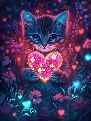 Puzzle 300 Teile Erwachsene,Puzzle für Erwachsene und Kinder 300 Teile,Gehirn-Herausforderung,Puzzles Pädagogisches Spiel,Puzzles mit Rote Herzkatze-Motiv von Tainrun