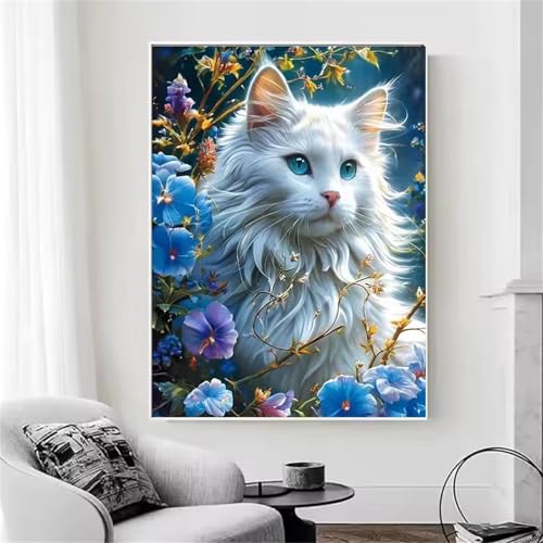 Puzzle 300 Teile Erwachsene Blaue Blume Katze, DIY Klassische Jigsaw Puzzles Legespiel, Geschicklichkeitsspiel für Die Ganze Familie, Puzzles Farbenfrohes für Home Dekoration von Tainrun