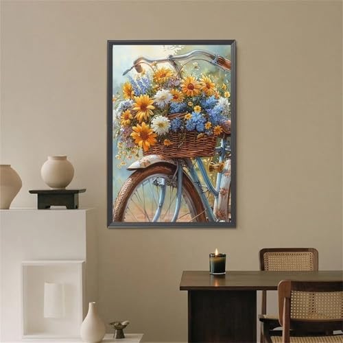 Puzzle 300 Teile Erwachsene Fahrrad Sonnenblumenstrauß, DIY Klassische Jigsaw Puzzles Legespiel, Geschicklichkeitsspiel für Die Ganze Familie, Puzzles Farbenfrohes für Home Dekoration von Tainrun