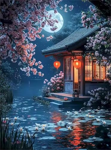 Puzzle 300 Teile Erwachsene Haus Teich Mond, DIY Klassische Jigsaw Puzzles Legespiel, Geschicklichkeitsspiel für Die Ganze Familie, Puzzles Farbenfrohes für Home Dekoration Puzzle 300 Teile Erwachsene Haus Teich Mond, DIY Klassische Jigsaw Puzzles Legespiel, Geschicklichkeitsspiel für Die Ganze Familie, Puzzles Farbenfrohes für Home Dekoration von Tainrun