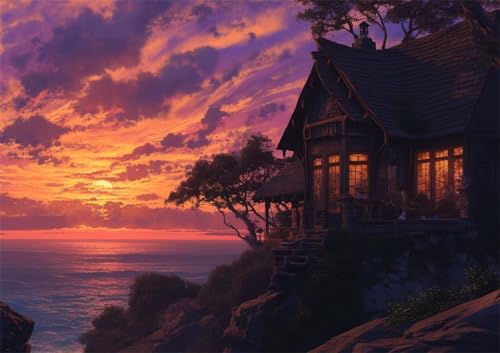 Puzzle 300 Teile Erwachsene Haus an der Zwielichtküste, DIY Klassische Jigsaw Puzzles Legespiel, Geschicklichkeitsspiel für Die Ganze Familie, Puzzles Farbenfrohes für Home Dekoration Puzzle 300 Teile Erwachsene Haus an der Zwielichtküste, DIY Klassische Jigsaw Puzzles Legespiel, Geschicklichkeitsspiel für Die Ganze Familie, Puzzles Farbenfrohes für Home Dekoration von Tainrun