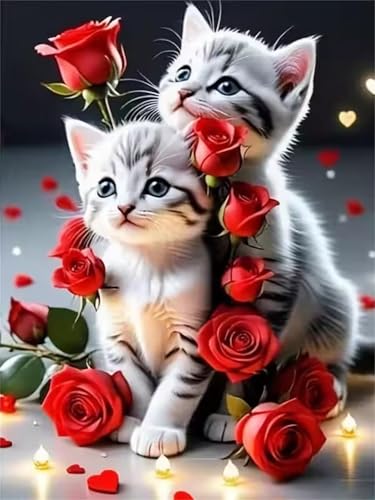 Puzzle 300 Teile Erwachsene Katze Rose, DIY Klassische Jigsaw Puzzles Legespiel, Geschicklichkeitsspiel für Die Ganze Familie, Puzzles Farbenfrohes für Home Dekoration von Tainrun