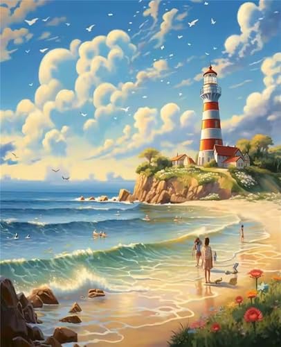 Puzzle 300 Teile Erwachsene Leuchtturm der Weißen Wolke, DIY Klassische Jigsaw Puzzles Legespiel, Geschicklichkeitsspiel für Die Ganze Familie, Puzzles Farbenfrohes für Home Dekoration von Tainrun