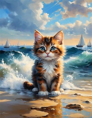 Puzzle 300 Teile Erwachsene Ozean Segelboot Katze, DIY Klassische Jigsaw Puzzles Legespiel, Geschicklichkeitsspiel für Die Ganze Familie, Puzzles Farbenfrohes für Home Dekoration von Tainrun