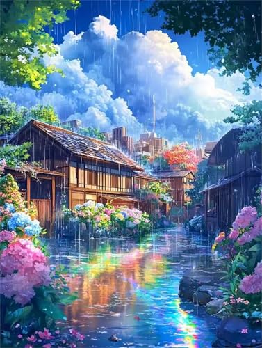 Puzzle 300 Teile Erwachsene Regenstadt-Wolke, DIY Klassische Jigsaw Puzzles Legespiel, Geschicklichkeitsspiel für Die Ganze Familie, Puzzles Farbenfrohes für Home Dekoration von Tainrun
