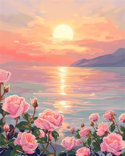 Puzzle 300 Teile Erwachsene Sonnenuntergang Meer Rosa, DIY Klassische Jigsaw Puzzles Legespiel, Geschicklichkeitsspiel für Die Ganze Familie, Puzzles Farbenfrohes für Home Dekoration von Tainrun