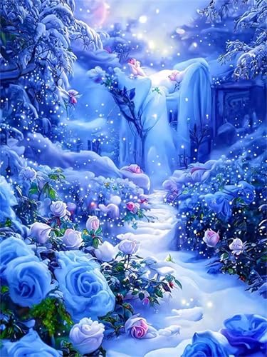 Puzzle 300 Teile Erwachsene Winterblauer Garten, DIY Klassische Jigsaw Puzzles Legespiel, Geschicklichkeitsspiel für Die Ganze Familie, Puzzles Farbenfrohes für Home Dekoration von Tainrun