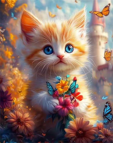 Puzzle 300 Teile für Erwachsene, Schlosskatze Schmetterling 40x28cm Puzzle Erwachsene 300 Teile Lernspiel Herausforderung Spielzeug, Geschicklichkeitsspiel für die ganze Familie von Tainrun