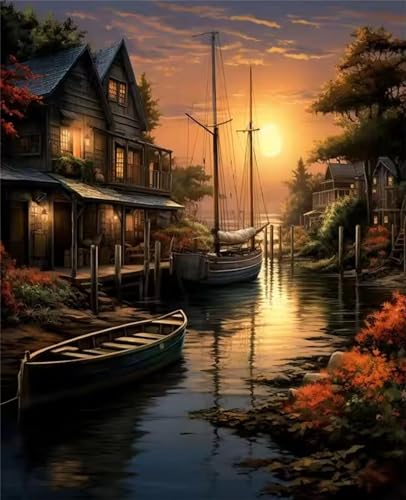 Puzzle 500 Teile Erwachsene,Puzzle für Erwachsene und Kinder 500 Teile,Gehirn-Herausforderung,Puzzles Pädagogisches Spiel,Puzzles mit Boot Sonnenuntergang-Motiv von Tainrun