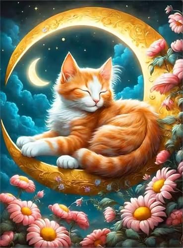 Puzzle 500 Teile Erwachsene,Puzzle für Erwachsene und Kinder 500 Teile,Gehirn-Herausforderung,Puzzles Pädagogisches Spiel,Puzzles mit Mondschein-Katze-Motiv von Tainrun