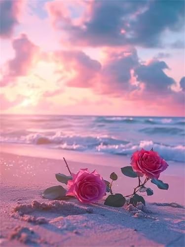 Puzzle 500 Teile Erwachsene,Puzzle für Erwachsene und Kinder 500 Teile,Gehirn-Herausforderung,Puzzles Pädagogisches Spiel,Puzzles mit Strand-Rose-Motiv von Tainrun