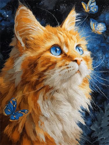 Puzzle 500 Teile für Erwachsene, Blaue Nachthimmel Katze 52x38cm Puzzle Erwachsene 500 Teile Lernspiel Herausforderung Spielzeug, Geschicklichkeitsspiel für die ganze Familie von Tainrun