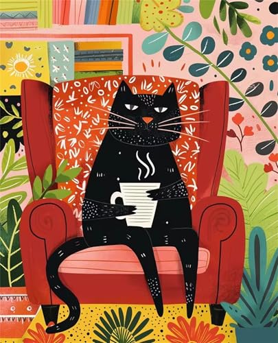 Puzzle 500 Teile für Erwachsene, EIN Herausforderndes Rätsel, Kreative Unterhaltung Puzzles Wunderschönes Dekoration Puzzle Geschenke, Thema:Couch Kaffee Katze von Tainrun