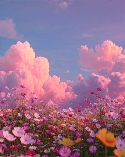 Puzzle 500 Teile für Erwachsene, EIN Herausforderndes Rätsel, Kreative Unterhaltung Puzzles Wunderschönes Dekoration Puzzle Geschenke, Thema:Feld Wildblumen Rosa von Tainrun
