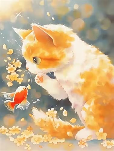 Puzzle 500 Teile für Erwachsene, EIN Herausforderndes Rätsel, Kreative Unterhaltung Puzzles Wunderschönes Dekoration Puzzle Geschenke, Thema:Goldene Koi-Katze von Tainrun