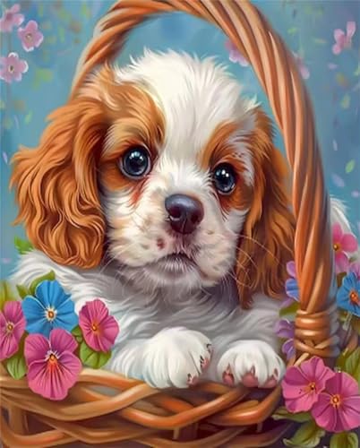 Puzzle 500 Teile für Erwachsene, EIN Herausforderndes Rätsel, Kreative Unterhaltung Puzzles Wunderschönes Dekoration Puzzle Geschenke, Thema:Körbchen Hund von Tainrun