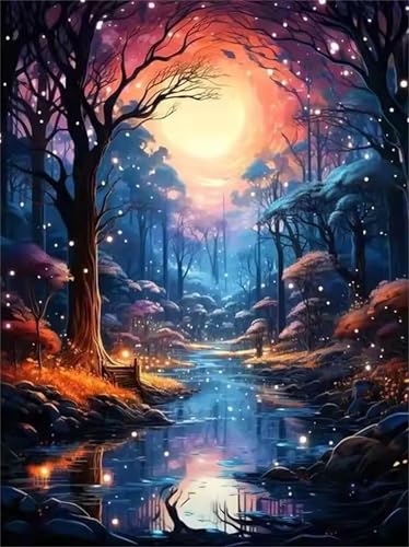 Puzzle 500 Teile für Erwachsene, EIN Herausforderndes Rätsel, Kreative Unterhaltung Puzzles Wunderschönes Dekoration Puzzle Geschenke, Thema:Nachtmond Fluss von Tainrun