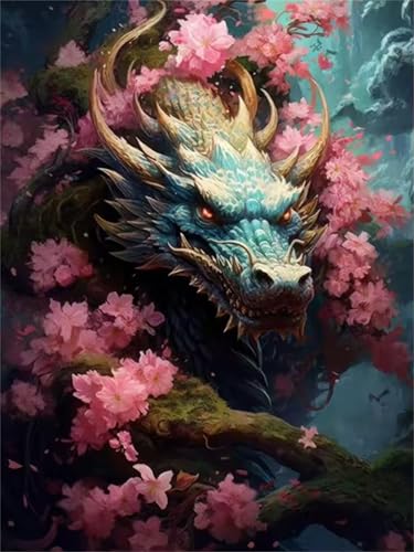 Puzzle 500 Teile für Erwachsene, EIN Herausforderndes Rätsel, Kreative Unterhaltung Puzzles Wunderschönes Dekoration Puzzle Geschenke, Thema:Rosa Blume Drache von Tainrun