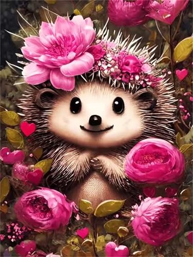 Puzzle 500 Teile für Erwachsene, EIN Herausforderndes Rätsel, Kreative Unterhaltung Puzzles Wunderschönes Dekoration Puzzle Geschenke, Thema:Rosa Blume Igel von Tainrun