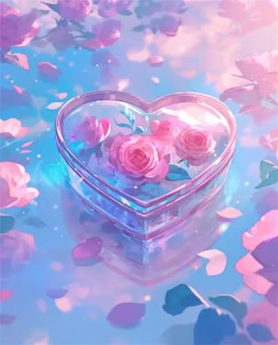 Puzzle 500 Teile für Erwachsene, EIN Herausforderndes Rätsel, Kreative Unterhaltung Puzzles Wunderschönes Dekoration Puzzle Geschenke, Thema:Rosa Rose Herz von Tainrun