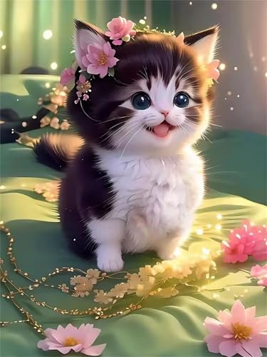 Puzzle 500 Teile für Erwachsene, EIN Herausforderndes Rätsel, Kreative Unterhaltung Puzzles Wunderschönes Dekoration Puzzle Geschenke, Thema:Sonnenlicht Blume Katze von Tainrun