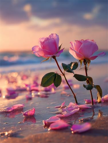 Puzzle 500 Teile für Erwachsene, EIN Herausforderndes Rätsel, Kreative Unterhaltung Puzzles Wunderschönes Dekoration Puzzle Geschenke, Thema:Strand-Rose von Tainrun