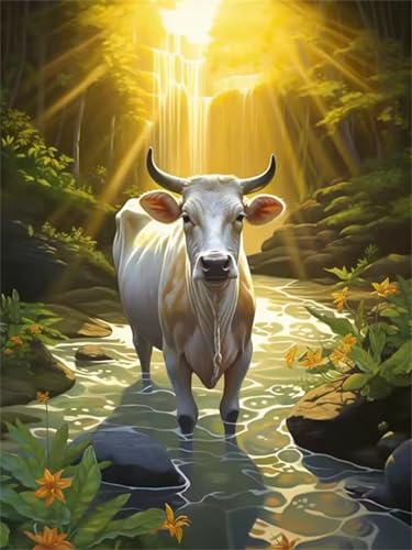 Puzzle 500 Teile für Erwachsene, EIN Herausforderndes Rätsel, Kreative Unterhaltung Puzzles Wunderschönes Dekoration Puzzle Geschenke, Thema:Sunshine Tier Kuh von Tainrun