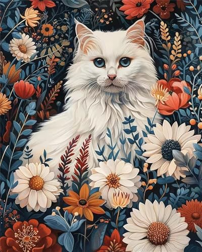 Puzzle 500 Teile für Erwachsene, EIN Herausforderndes Rätsel, Kreative Unterhaltung Puzzles Wunderschönes Dekoration Puzzle Geschenke, Thema:Tier Blume Katze von Tainrun