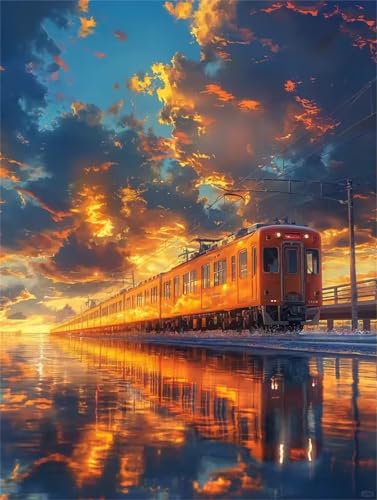 Puzzle 500 Teile für Erwachsene, EIN Herausforderndes Rätsel, Kreative Unterhaltung Puzzles Wunderschönes Dekoration Puzzle Geschenke, Thema:Zug bei Sonnenuntergang von Tainrun
