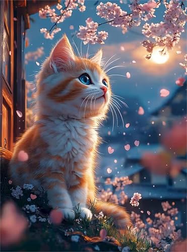Puzzle 500 Teile für Erwachsene, Mondblume Katze 52x38cm Puzzle Erwachsene 500 Teile Lernspiel Herausforderung Spielzeug, Geschicklichkeitsspiel für die ganze Familie von Tainrun
