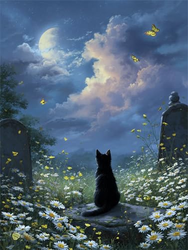 Puzzle 500 Teile für Erwachsene, Nacht Katzenstein 52x38cm Puzzle Erwachsene 500 Teile Lernspiel Herausforderung Spielzeug, Geschicklichkeitsspiel für die ganze Familie von Tainrun