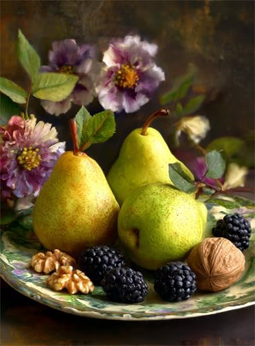 Puzzle 60 Teile für Erwachsene, Birnen, Brombeeren, Walnüsse 40x28cm Puzzle Erwachsene 60 Teile Lernspiel Herausforderung Spielzeug, Geschicklichkeitsspiel für die ganze Familie von Tainrun