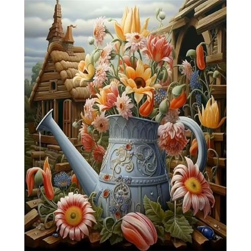 Puzzle 60 Teile für Erwachsene, Haus Blumentopf 40x28cm Puzzle Erwachsene 60 Teile Lernspiel Herausforderung Spielzeug, Geschicklichkeitsspiel für die ganze Familie von Tainrun