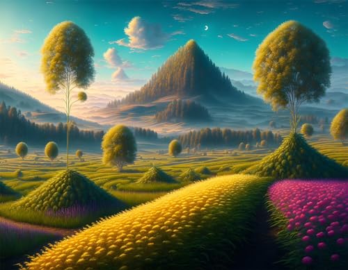 Puzzle 60 Teile für Erwachsene, Hügelbaum Blume 40x28cm Puzzle Erwachsene 60 Teile Lernspiel Herausforderung Spielzeug, Geschicklichkeitsspiel für die ganze Familie von Tainrun