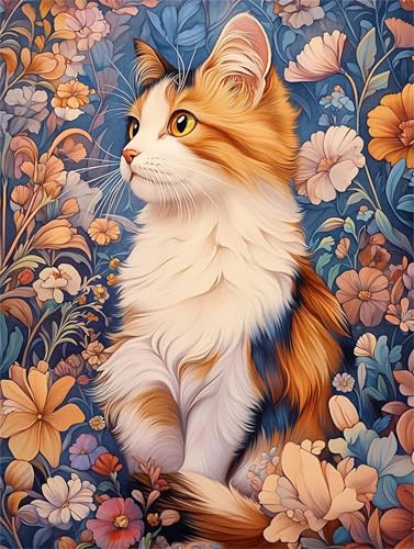 Puzzle 60 Teile für Erwachsene, Katze Klassische Blume 40x28cm Puzzle Erwachsene 60 Teile Lernspiel Herausforderung Spielzeug, Geschicklichkeitsspiel für die ganze Familie von Tainrun