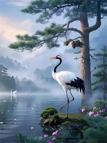 Puzzle 60 Teile für Erwachsene, Tiere Kranich Teich 40x28cm Puzzle Erwachsene 60 Teile Lernspiel Herausforderung Spielzeug, Geschicklichkeitsspiel für die ganze Familie von Tainrun