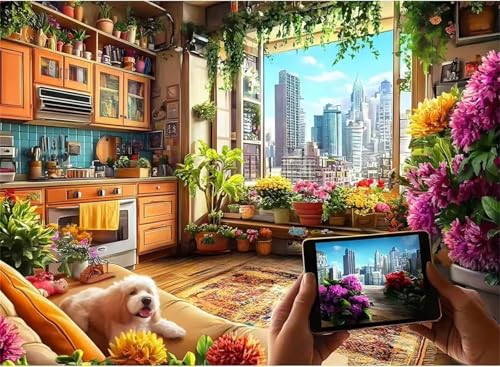 Puzzle 700 Teile,Puzzles für Erwachsene Balkon Blume Hund,EIN Herausforderndes Rätsel,puzzlespiele für Die Ganze Familie,Geschenke für Erwachsene und Kinder Puzzle 700 Teile,Puzzles für Erwachsene Balkon Blume Hund,EIN Herausforderndes Rätsel,puzzlespiele für Die Ganze Familie,Geschenke für Erwachsene und Kinder von Tainrun