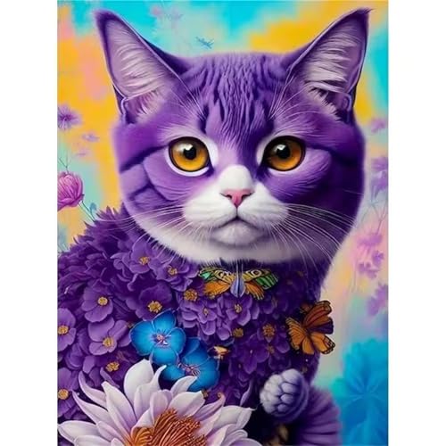 Puzzle 700 Teile Erwachsene,Puzzle für Erwachsene und Kinder 700 Teile,Gehirn-Herausforderung,Puzzles Pädagogisches Spiel,Puzzles mit Lila Katze-Motiv von Tainrun