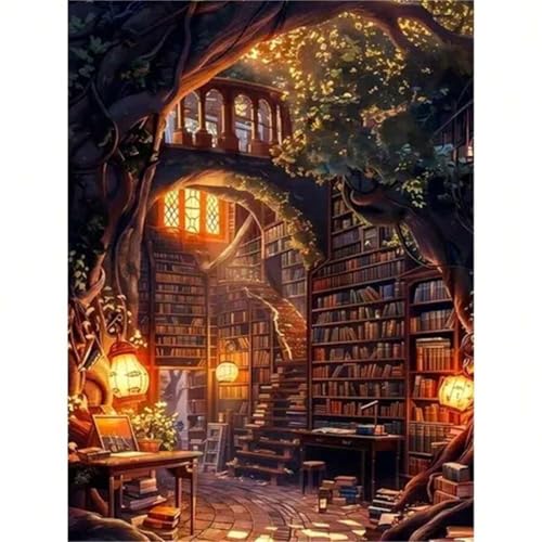 Puzzle 700 Teile für Erwachsene, Bibliothek Sonnenuntergang Baum 52x38cm Puzzle Erwachsene 700 Teile Lernspiel Herausforderung Spielzeug, Geschicklichkeitsspiel für die ganze Familie von Tainrun