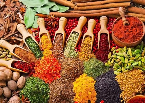 Puzzle 700 Teile für Erwachsene, Bunte Gewürze Samen 52x38cm Puzzle Erwachsene 700 Teile Lernspiel Herausforderung Spielzeug, Geschicklichkeitsspiel für die ganze Familie von Tainrun