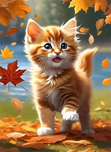 Puzzle 90 Teile Erwachsene Ahornblatt-Katze, DIY Klassische Jigsaw Puzzles Legespiel, Geschicklichkeitsspiel für Die Ganze Familie, Puzzles Farbenfrohes für Home Dekoration von Tainrun