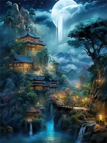 Puzzle 90 Teile Erwachsene Cloud Mist-Architektur, DIY Klassische Jigsaw Puzzles Legespiel, Geschicklichkeitsspiel für Die Ganze Familie, Puzzles Farbenfrohes für Home Dekoration von Tainrun