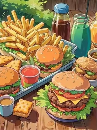 Puzzle 90 Teile Erwachsene Hamburger Essen, DIY Klassische Jigsaw Puzzles Legespiel, Geschicklichkeitsspiel für Die Ganze Familie, Puzzles Farbenfrohes für Home Dekoration von Tainrun
