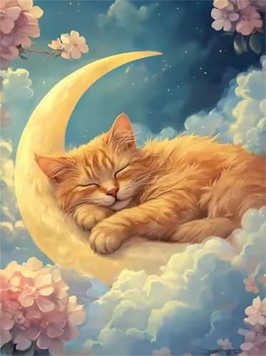 Puzzle 90 Teile Erwachsene Mond Schlaf Katze, DIY Klassische Jigsaw Puzzles Legespiel, Geschicklichkeitsspiel für Die Ganze Familie, Puzzles Farbenfrohes für Home Dekoration von Tainrun